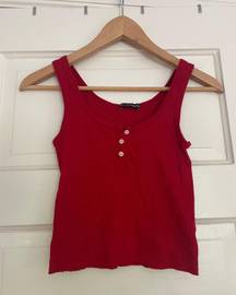 Brandy Melville Cropped Red Ribbed Tank