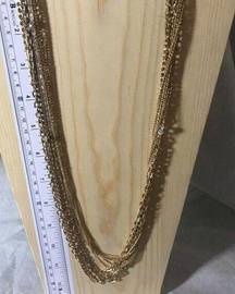 Vintage 7 Layered Gold Tone Chains With Stone On One Chain