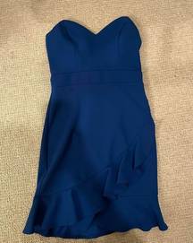 Royal Blue Bodycon strapless bandeau dress with flare!!