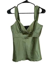 Y2K Silky Glam Tank Top Soft Green M