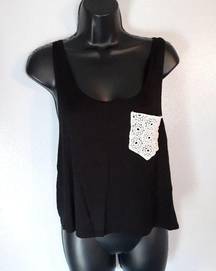 Love Culture black crochet pocket tank top