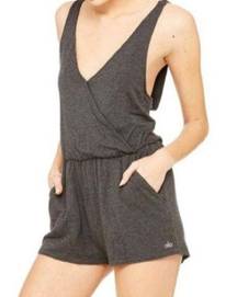 Alo Yoga Small Hatha Romper Dark Grey Lounge