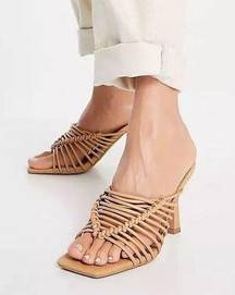 Nyle High heeled Caged Mules In Beige | SZ US 6