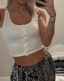 White Cropped Ribbed Tank Top