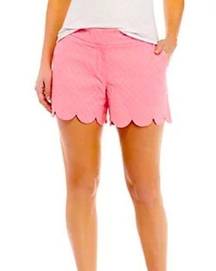 Crown & Ivy Shelby Scalloped Hem Shorts Preppy Southern Bright Pink 12 Summer