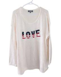 Marled Reunited American Flag “Love” Sweater size 2X
