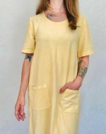Vintage Yellow Dress Wek Women’s Oversized House Chore Pockets Tortoise Shell 90s