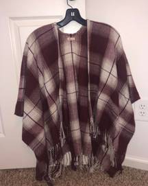 Maroon and White Poncho