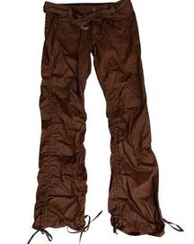 Y2K low rise brown drawstring utility pants