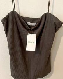 Kookai Designed in Australia Made in Fiji Khaki Green Ola Tank Top size 1 (M)