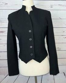 Diane Von Furstenberg DVF Lined Blazer Jacket size 8 Black 100% Wool Lined