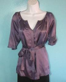 Silk Worth Top Womans Purple Silk Blouse LP