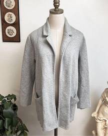 Open Wool Blend Grey Knit Jacket Medium