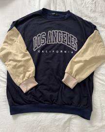 SheIn Oversized Los Angeles Colorblock Sweatshirt - Navy & Khaki