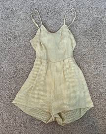 Yellow Gingham Open-Back Romper