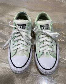 Converse All Star Low Tops Lace Up White and Green Bleach Style sneakers Size 7