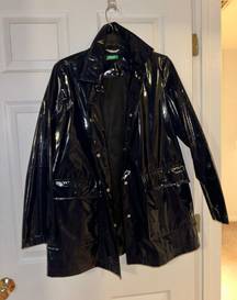 Glossy Button Up Rain Jacket