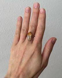 Raw Citrine Stone Ring | Raw Copper