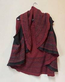 Charlie Paige  Women’s Red Black Plaid Flannel Sleeveless Shawl Cardigan