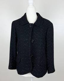 Ann Taylor Black White Speckled Wool Coat