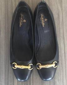 Navy Leather Flats