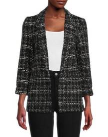 NWT Nanette Lepore Tweed Open Front Blazer In Very Black