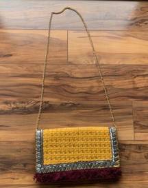 Beaded multicolored woven  boho crossbody bag