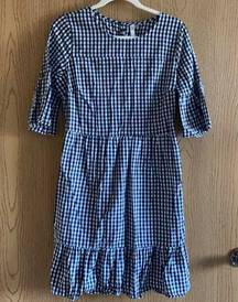 Navy & white gingham dress