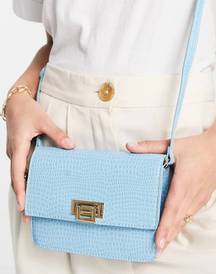 Powder Blue Croc Crossbody Purse