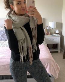 Warm Winter Scarf - Pink Gray Wrap Around