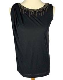 Black Asymmetrical Chain Neck Sleeveless Top Italy Medium