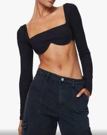 Princess Polly  Ribbed black crop top