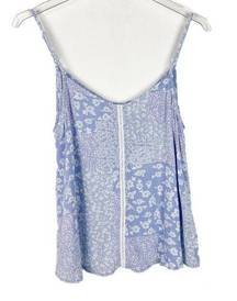 Hippie Rose NWT  Light Blue Patchwork Tank Top Floral Size XS NEW