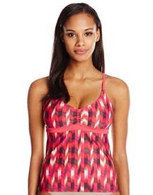 Cyra Tankini Tops Ikat Pattern Pink Azalea Swim Modest Adjustable Strap XS