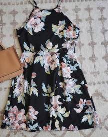 Women’s Black Floral Midi Dress