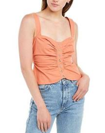 A.L.C. Lilah Pearl Snap Tank Top Women's 0 Apricot Brandy Ruched Wide Strap