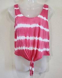 Forever 21  Striped Tie Dye Round Neck Sleeveless Knot Front Tank Top Size Medium