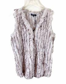 Mottled Rabbit Fur Vest New Flecked Camel Size Medium