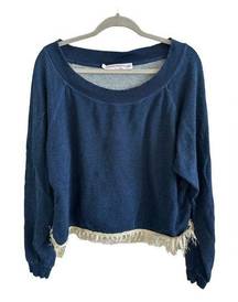 Boho Chic XL Navy Blue Distressed Sweater - HIPPE BeachBum