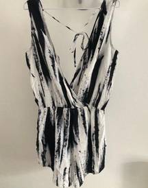 Black And White Tie Die Romper Swimsuit Cover Up