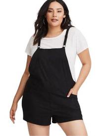 Torrid Black Stretch Linen Shortall Overall Shorts Plus Size 3X