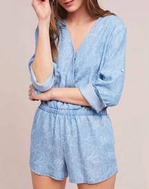 Anthropologie  Cloth & Stone Floral Chambray Romper