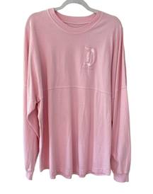 Disney Parks  Glitter Sparkle Oversized Crewneck Long Sleeve Pink