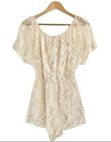 5|48 Off Shoulder Ivory Lace Romper With Pockets Size XS