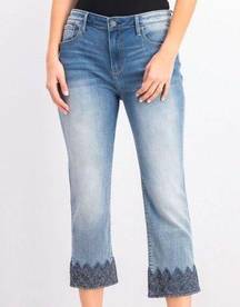 Driftwood Candace Embroidered
Hem Straight Ankle Jeans