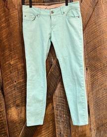 Downeast Women's Size 6 w30 Teal Denim Low Rise Cropped Ankle Jeans