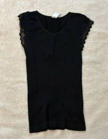 Woman’s  Black Blouse with Lace Sleeves