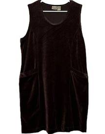 Woolrich Velour Dress Sleeveless Top Scoop Neck Pockets Dark Brown Velvet NWT M