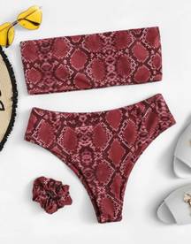 SheIn Snakeskin High-Waisted Bikini Set