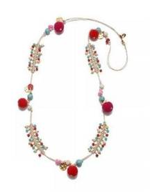 Tommy Bahama Panaroma Pom Pom Fuschia Red Semi-Precious Stones Boho Necklace